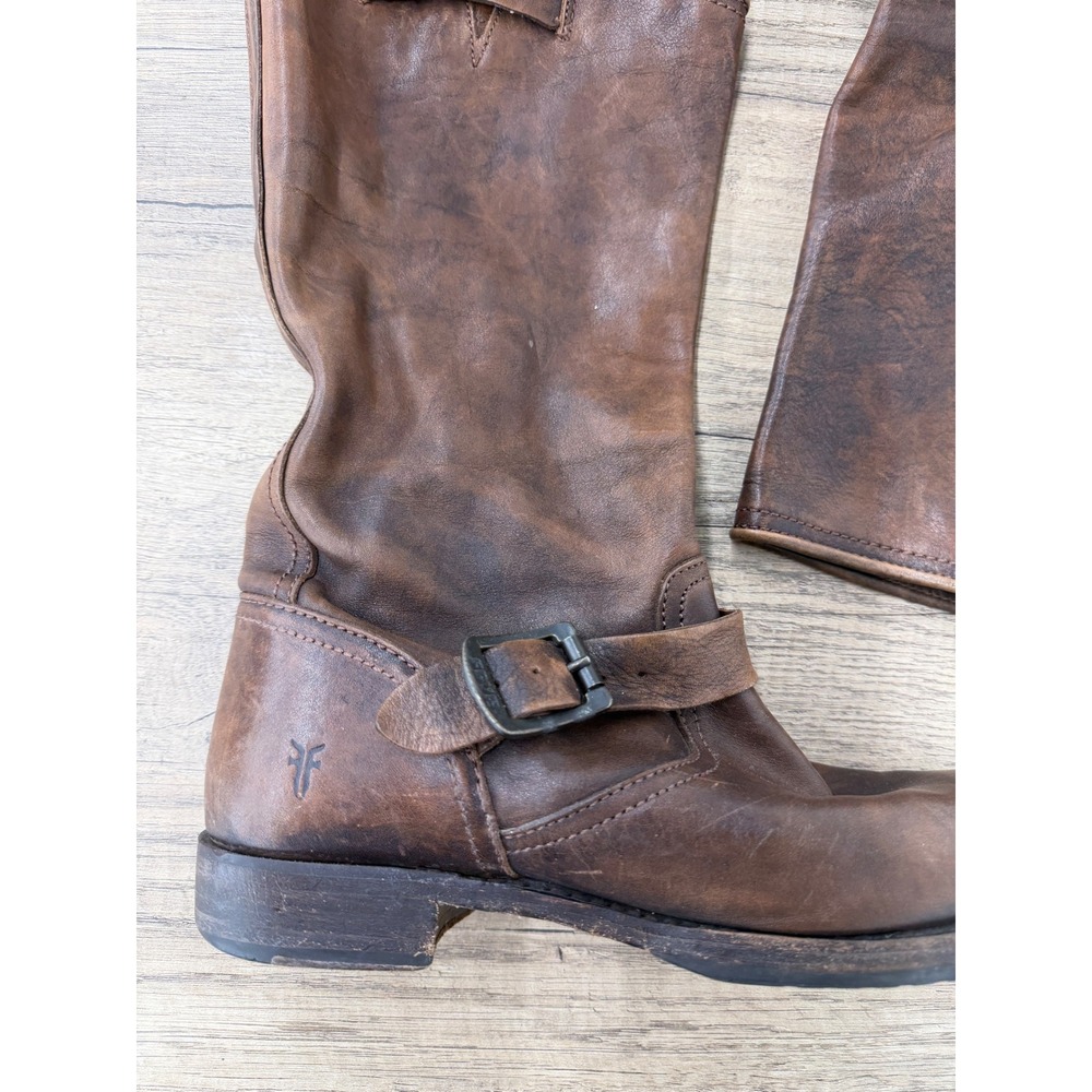 Frye Veronica Slouch Brown Leather Engineer Boots 77609 Women 10B - Picture 2 of 7